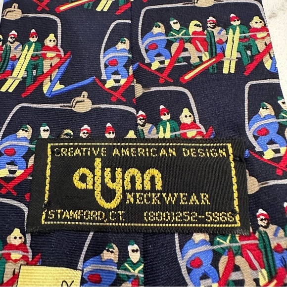 Creative American Design Allyn Neckwear CHAIRLIFT Ski Colorful Tie Novelty Print - Picture 6 of 7